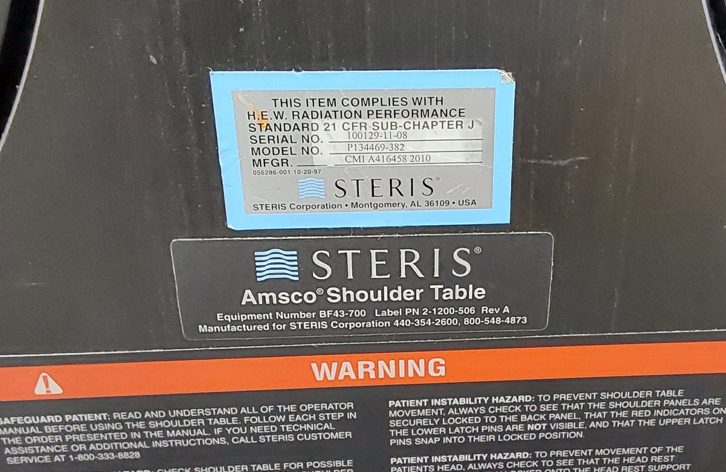 Steris Amsco P134469-382 Shoulder Table