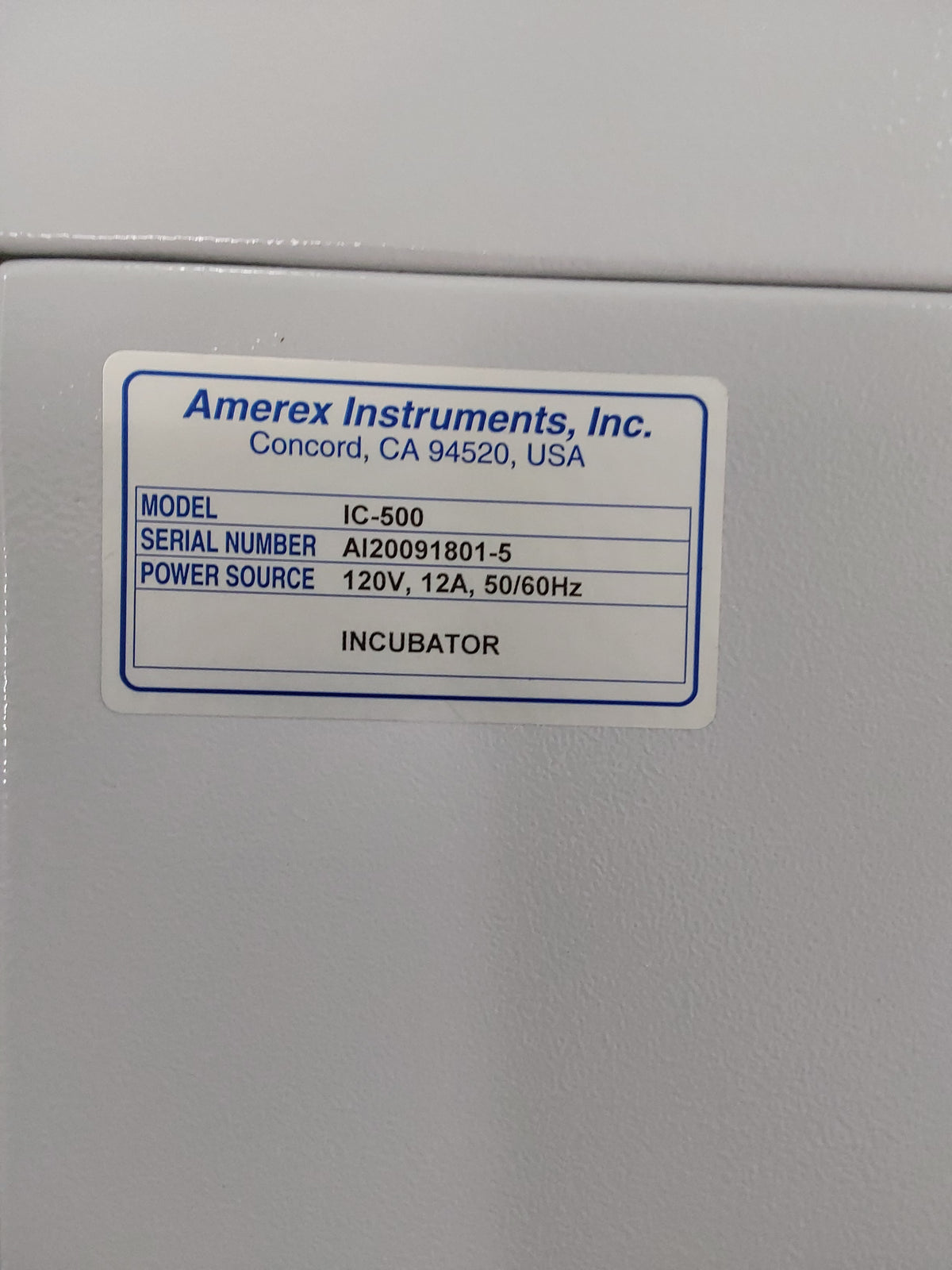 Amerex Instruments Inc. IC-500 Incubator