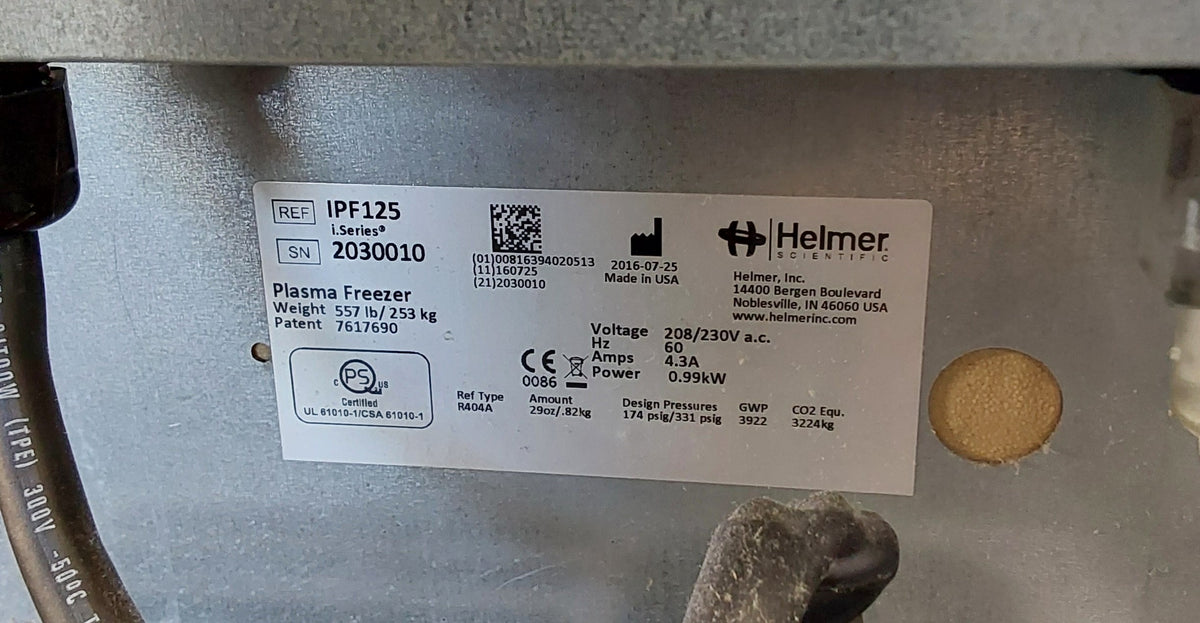 Helmer Scientific IPF125 Plasma Freezer i.Series