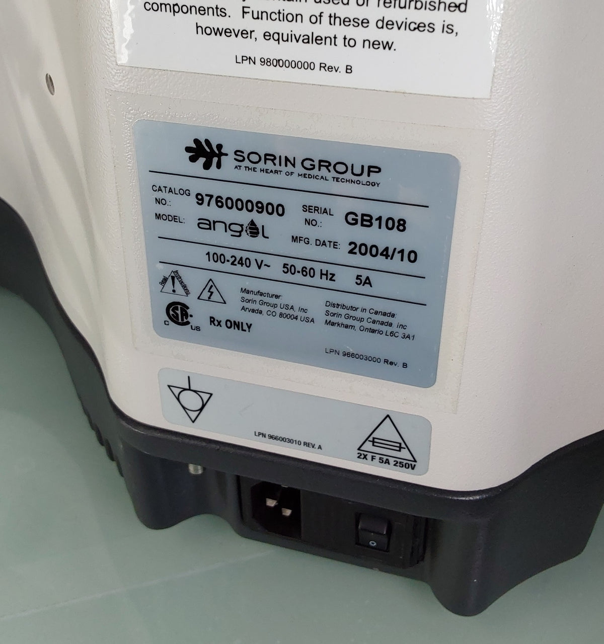 Sorin Group 976000900 Angel Whole Blood Separation System