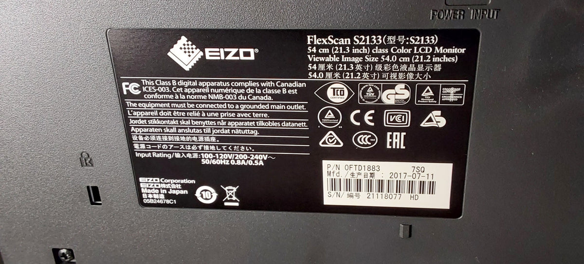 Eizo FlexScan S2133 Color LCD Monitor