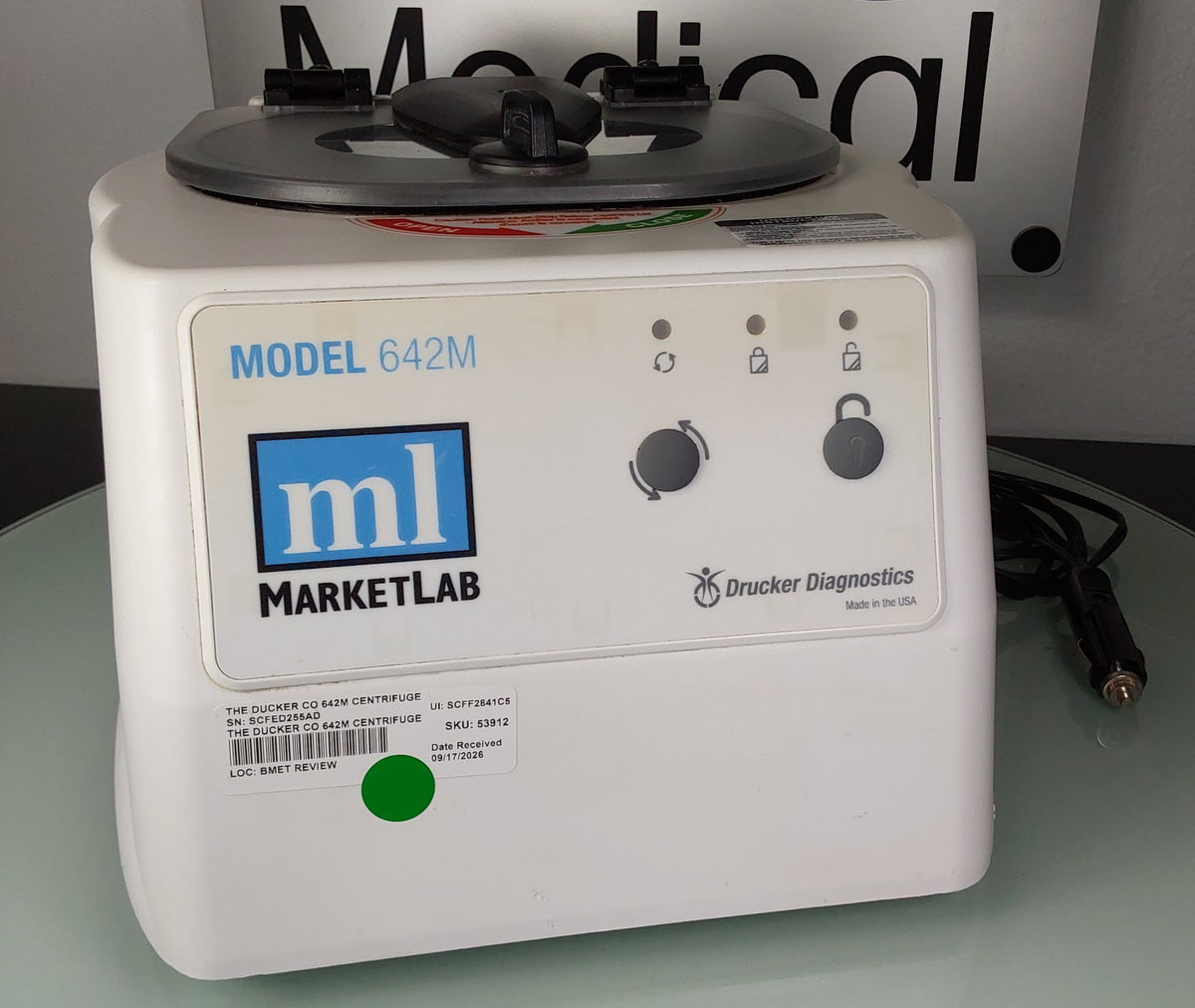 Drucker Diagnostics 642M Mobile Centrifuge