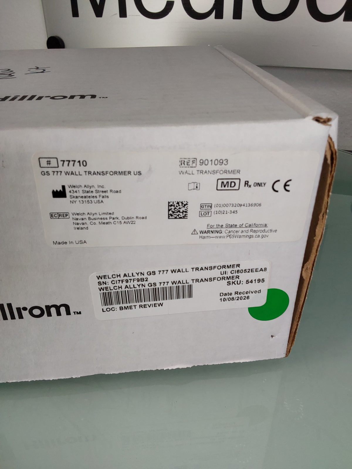 Welch Allyn GS 777 Wall Transformer US (NEW)