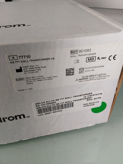 Welch Allyn GS 777 Wall Transformer US (NEW)