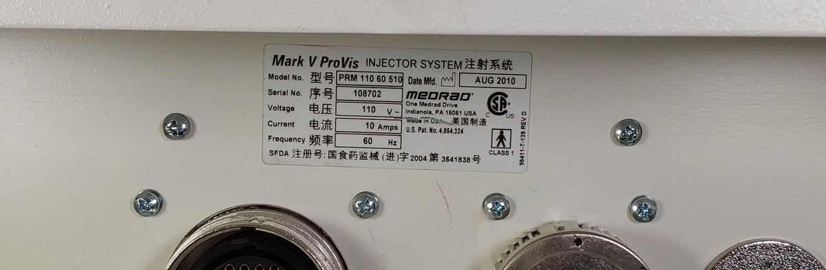 Medrad Mark V ProVis Angiographic Injection System Control Room Console