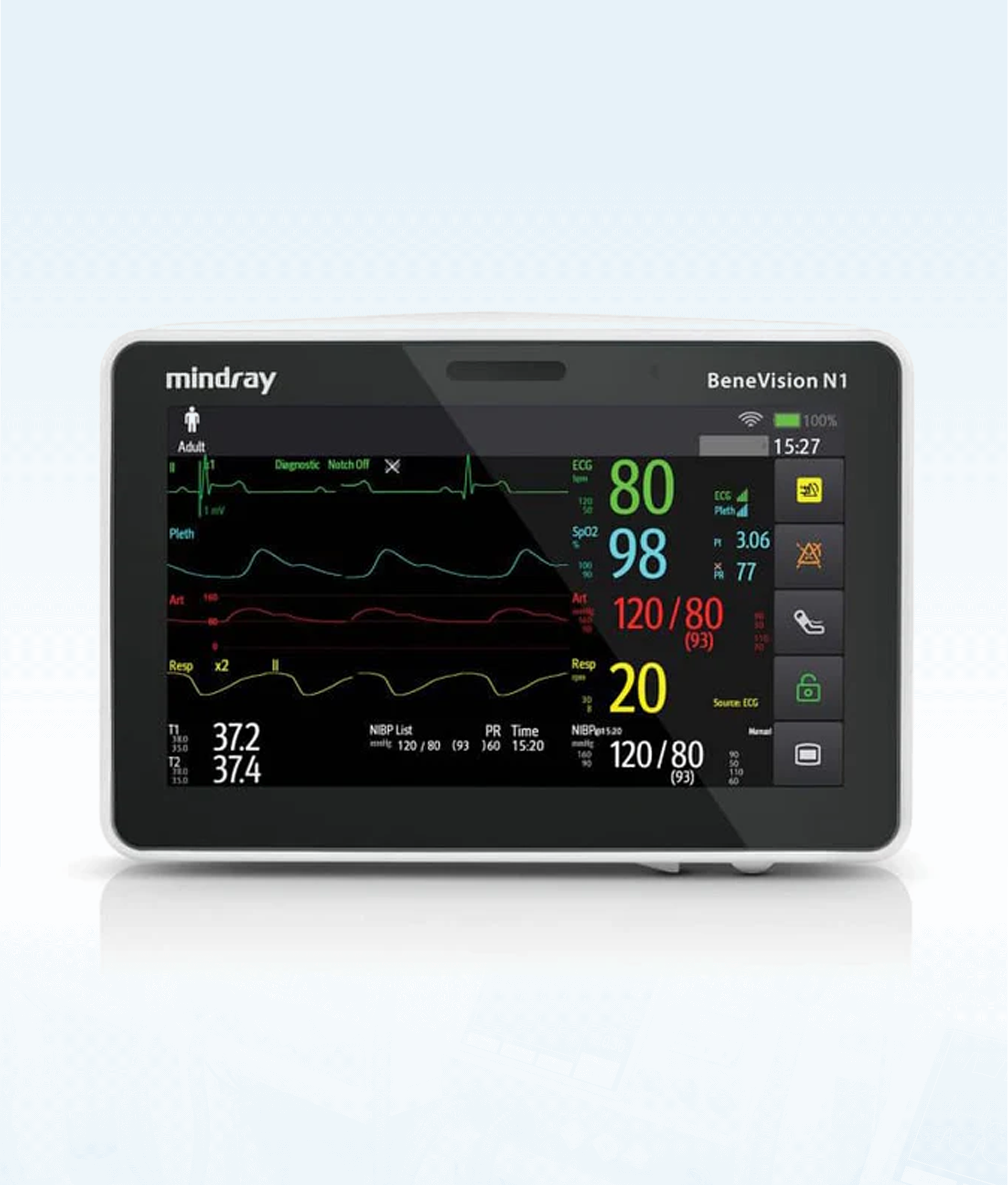 Mindray N1 Monitor with Nellcor OxiMax SpO2 and CO2
